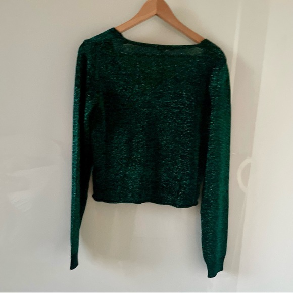 FREE PEOPLE Emmaline Metallic Cardigan Sweater in Alpine Combo - Picture 10 of 13